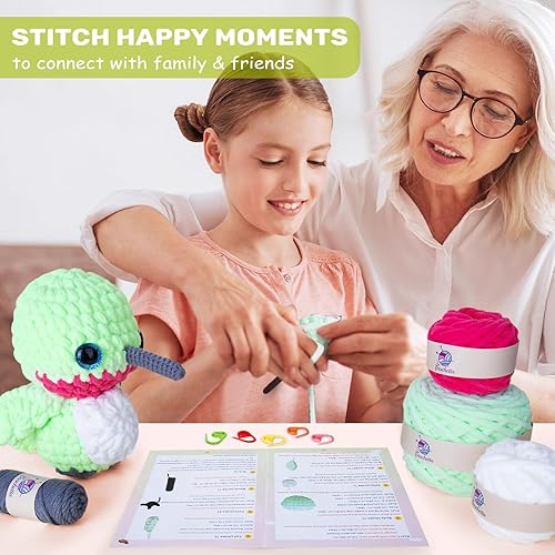 Miniatura 4 de Kit de ganchillo para principiantes, kit de inicio de ganchillo Crochetta con hilo grueso y tutoriales en video paso a paso, kits de animales de