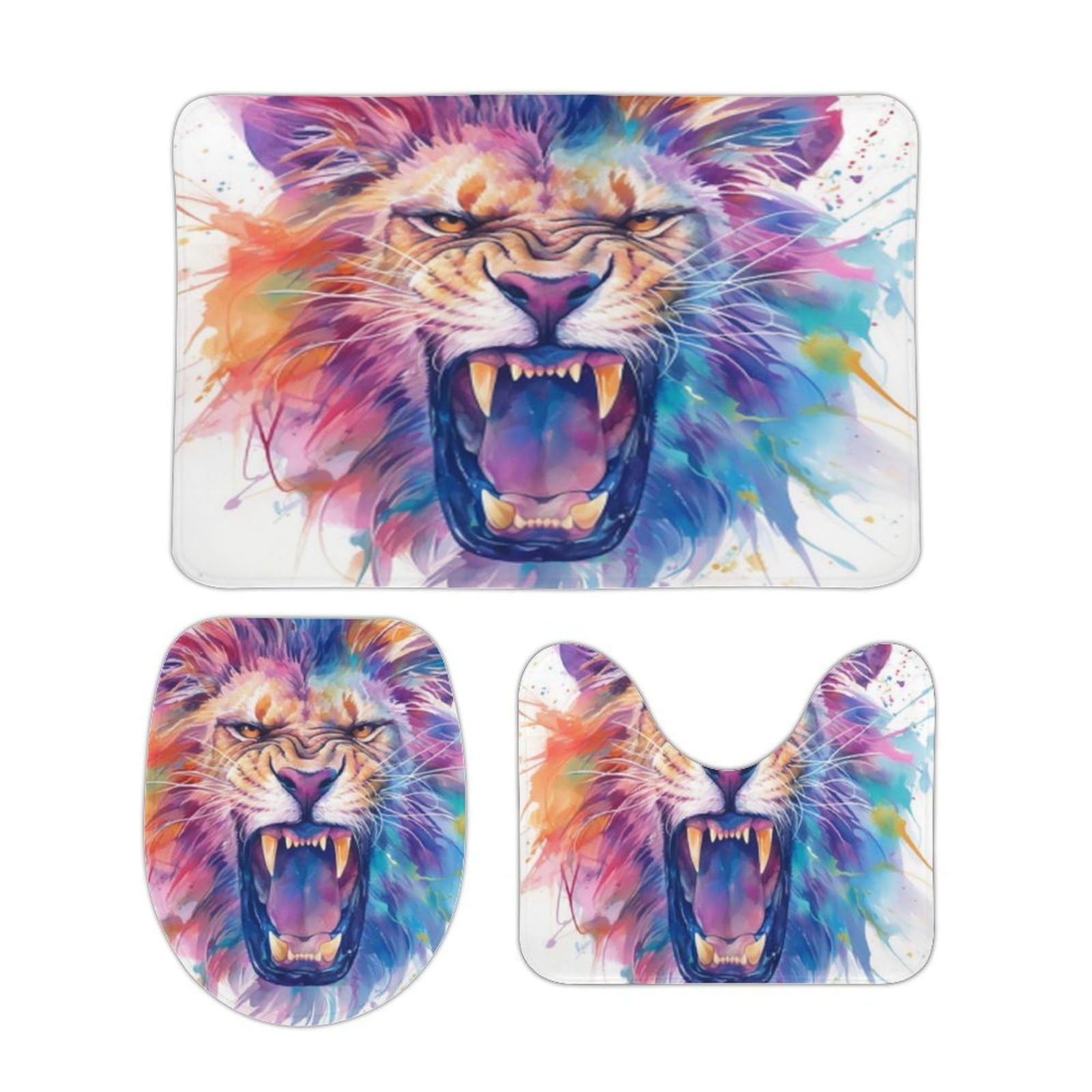 Juego de alfombras de baño de león para crear un ambiente safari en casa