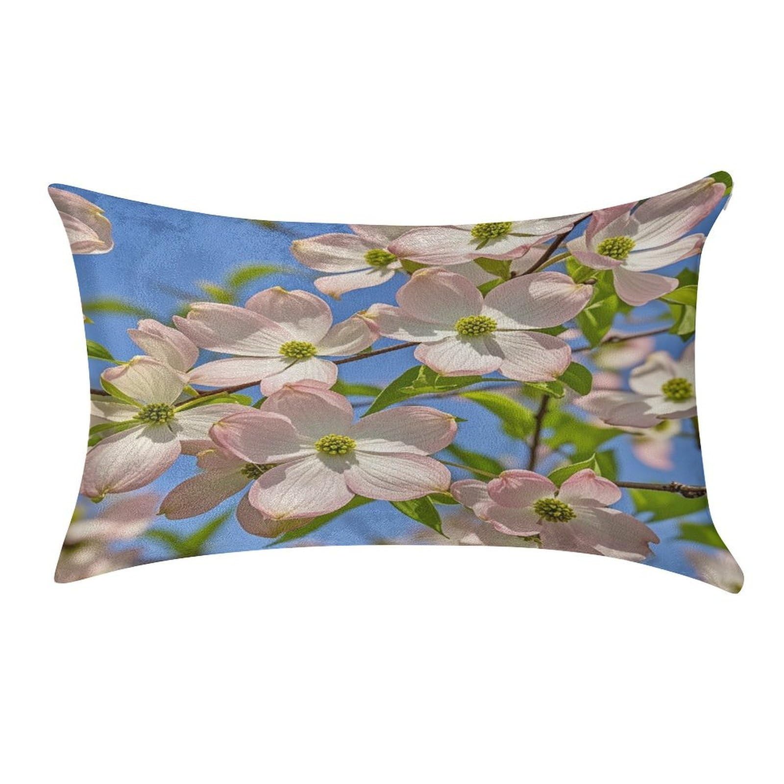FekiLoot Spring Dogwood Blossoms Pillowcase Velvet Throw Pillow Cover Soft Lumbar Pillow Shells Rectangle Cushion Cases with Zipper Luxury Cozy Pillows Shams for All Seasons 12 X 20 in