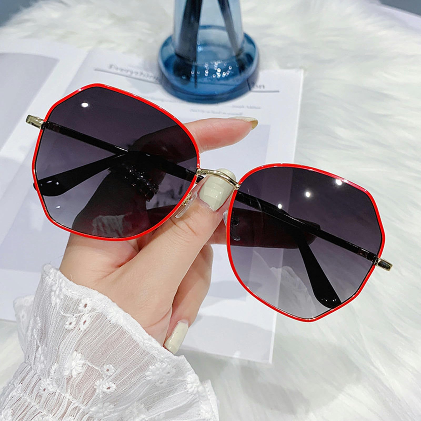 Occhiali da Sole da Donna Occhiali Da Sole Senza Telai Retrò Occhiali Da Sole Da Sole Da Sole Da Sole Marrone Nero