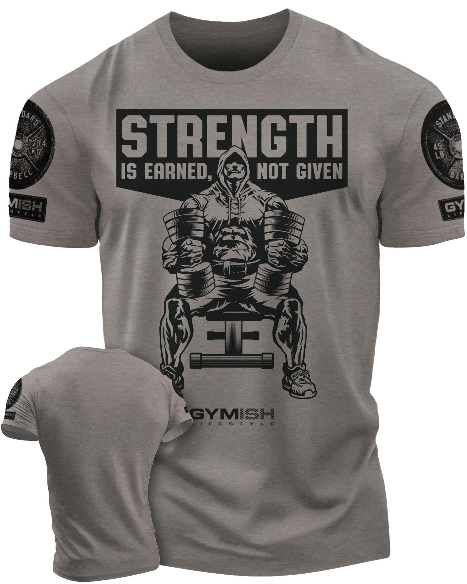 Gymish Strength is Earned Not Given Workout T-Shirt, Lifting Gym Shirts for Men