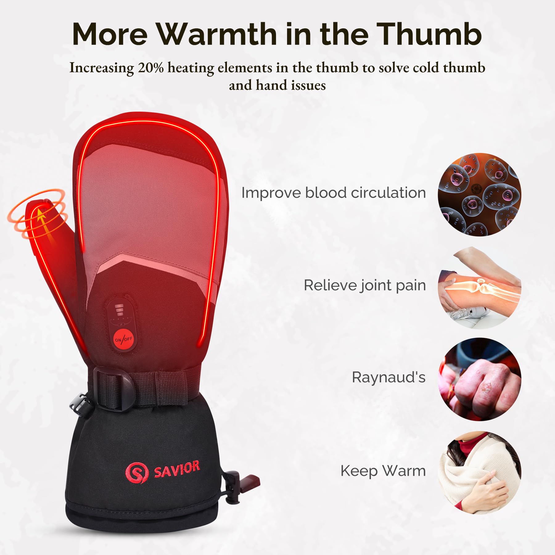 SAVIOR HEAT Guanti Riscaldati Guanti Uomo Donna, Guanti da Sci a Batteria Ricaricabili Elettrici, Guanti Caldi per Moto Invernale Snowboard Escursionismo Ciclismo Escursionismo Corsa Camminare