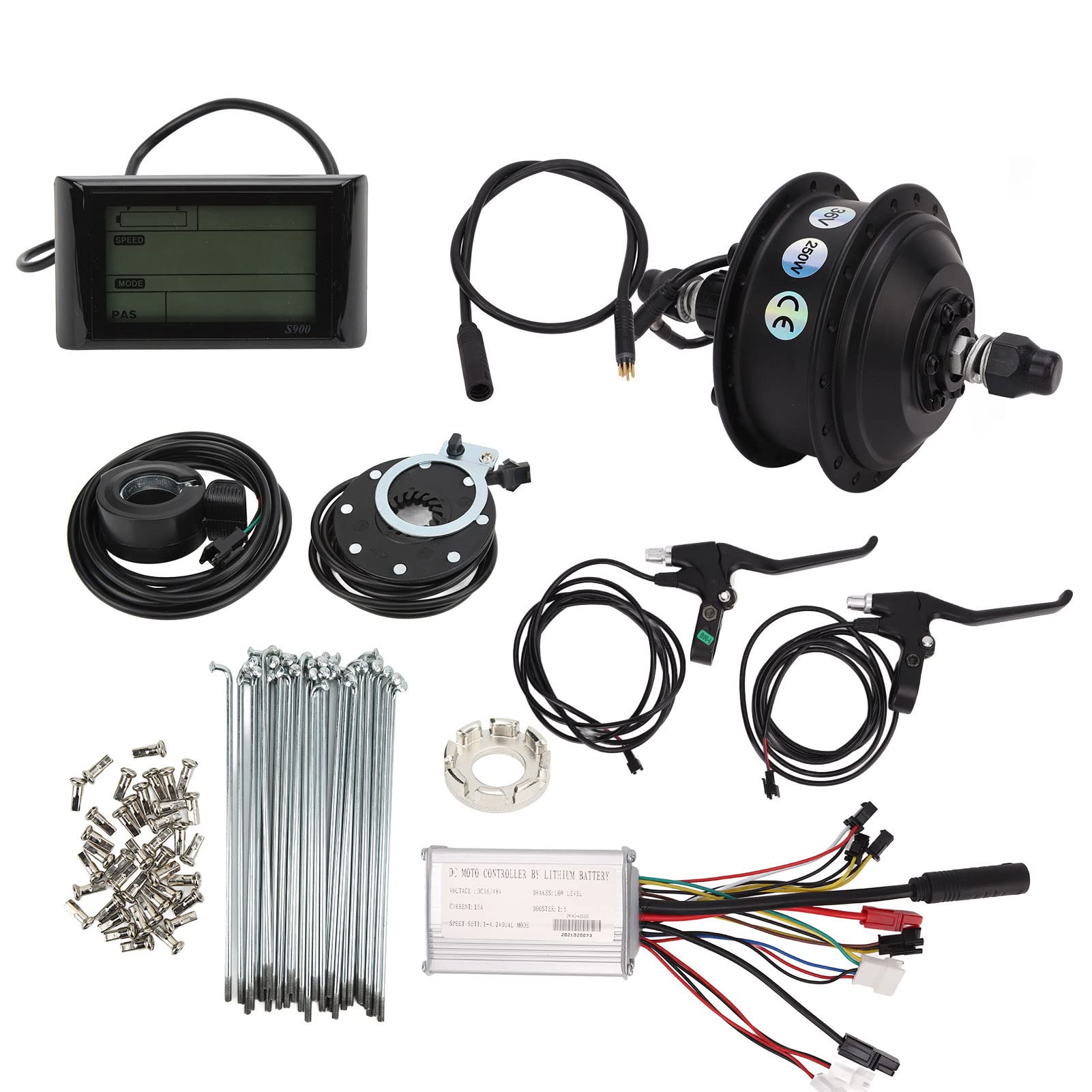 36V 250W zestaw do konwersji roweru elektrycznego 15A kontroler S900 Panel LCD kaseta zestaw do silnika piasty napędu tylnego (Do szprych kół 28/29 cali 700C)