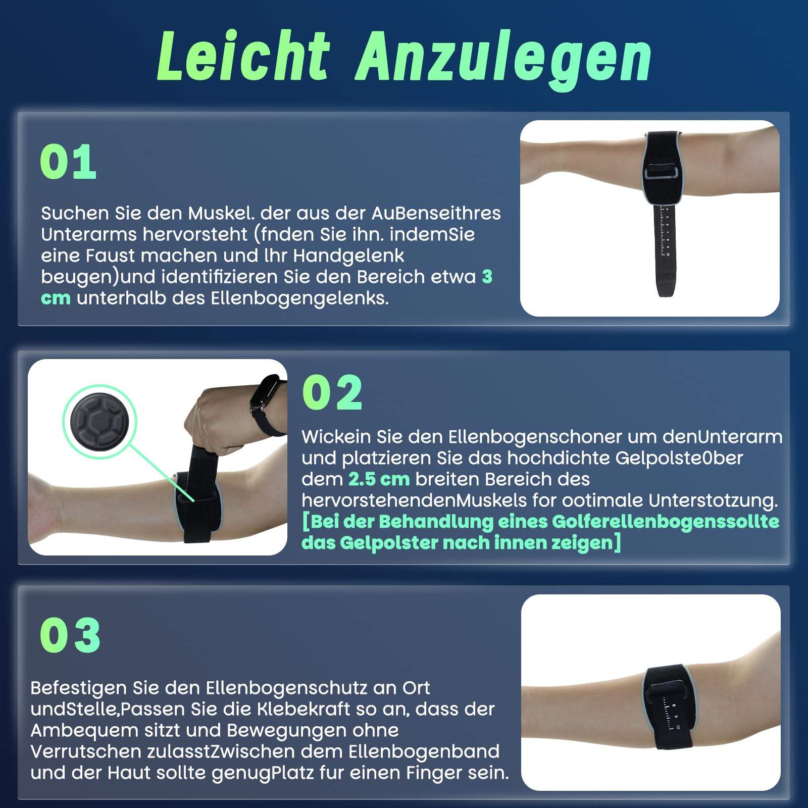 Ellenbogenbandage Tennisarm Bandage Testsieger Leichte Manschette für Tennisarm Golferarm Bandage Rechts und Links mit EVA-Futter Einstellbare Ellbogenschoner Epicondylitis Spange Herren Damen