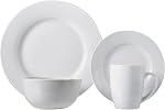 Amazon Basics 16-Piece Ensemble de vaisselle, assiettes, bols, tasses, service pour 4, blanc