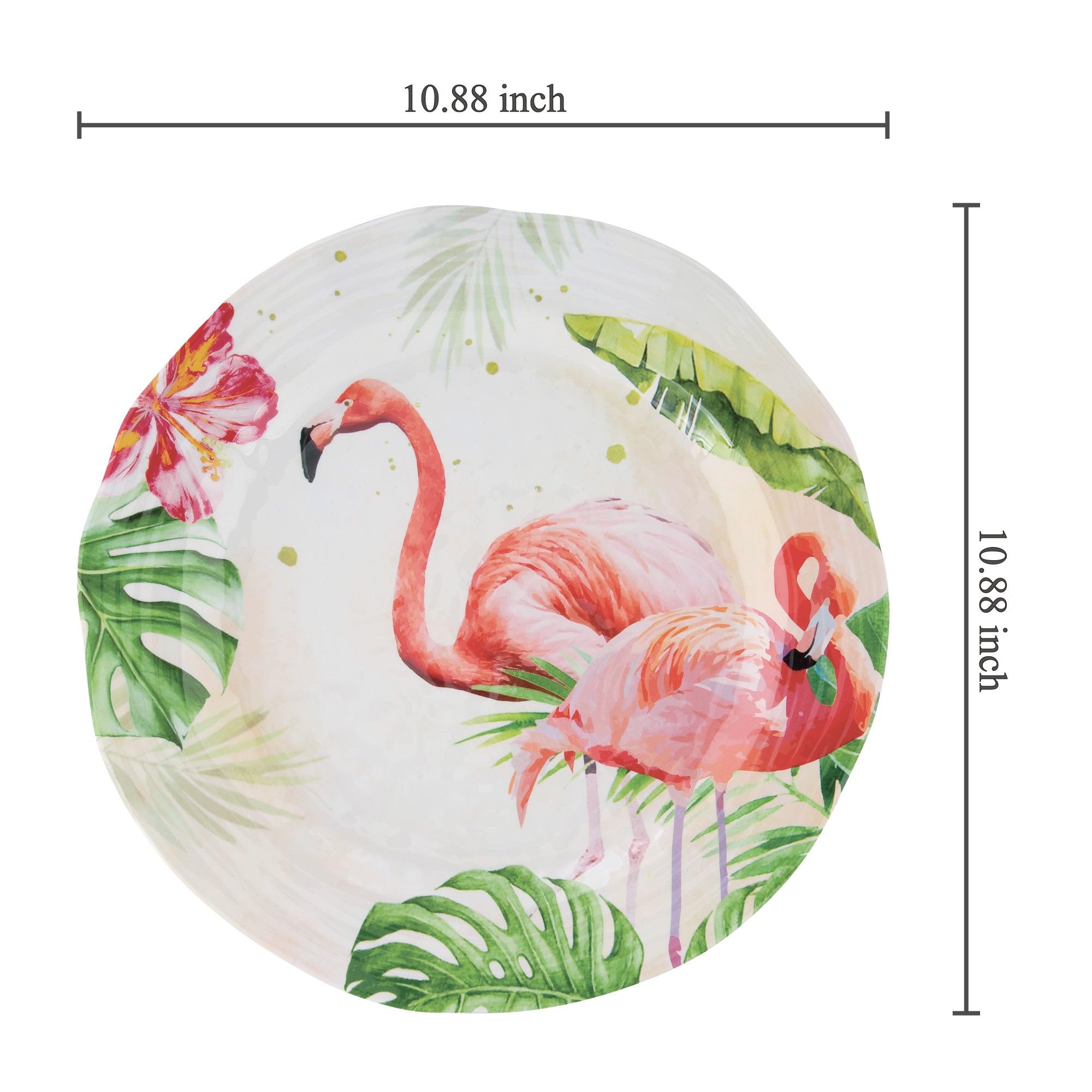 UP ware Zestaw 6 talerzy obiadowych z melaminy, bez BPA, nadają się do mycia w zmywarce, do dania głównego, makaronu i sałatki, 28 cm talerze obiadowe (Flamingo)