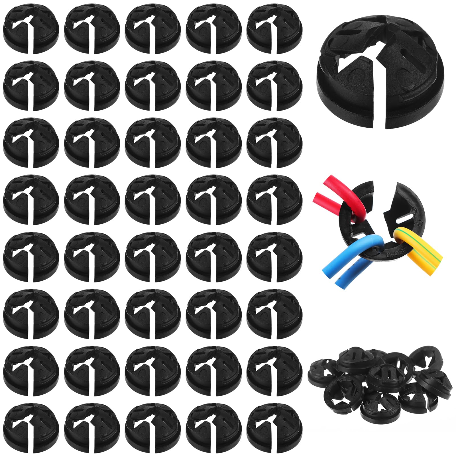 150 Pieces 3/8-1/2 Inch Non-Metallic Button Push-in Cable Connector, Plastic Cable Connector Electrical Conduit Fittings, Fits 1/2-Inch Knock Outs, Used for Junction Box Connections (Black)