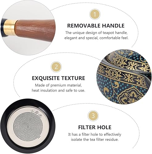 Miniatura 4 de Tetera de cerámica china clásica porcelana china gongfu juego de té de cerámica de rotación 360 con colador de té para té de hojas sueltas