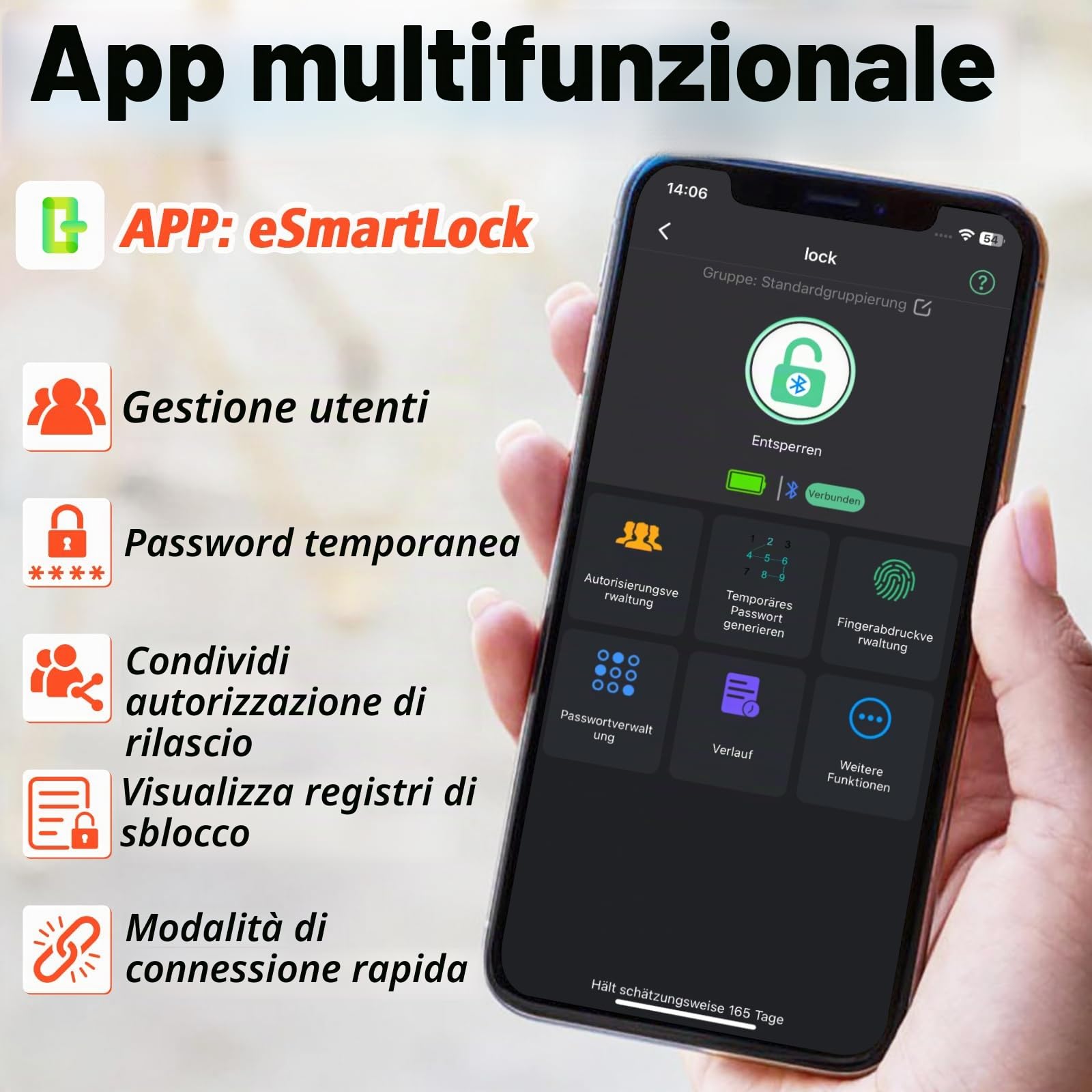 Anweller Lucchetto a combinazione con impronte digitali, impronte digitali, serratura smart biometria, lucchetto resistente alle intemperie, per cancello da giardino, armadietto, palestra, armadietto