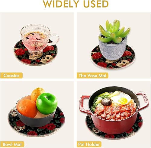 Miniatura 344 de Trivets for Hot Dishes Pots and Pans 2 PC Pot Holders Heat Resistant Cotton Round Potholders for Kitchen Countertop Decorative Autumn Maple Leaves