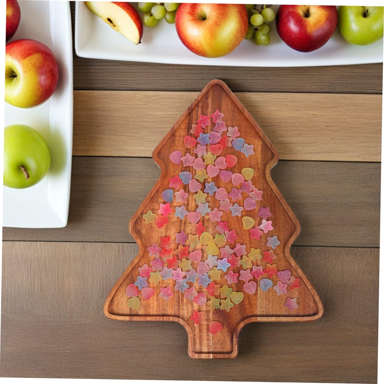 Bandeja de Servir de Madera de Acacia Forma de Árbol de Navidad Diseño Festivo para Aperitivos Quesos y Postres Reuniones Navideñas