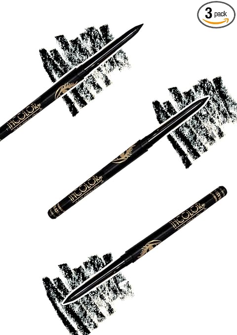 INCOLOR Auto Kajal Deep Black Water Proof, Smudge Proof Combo Pack of 3