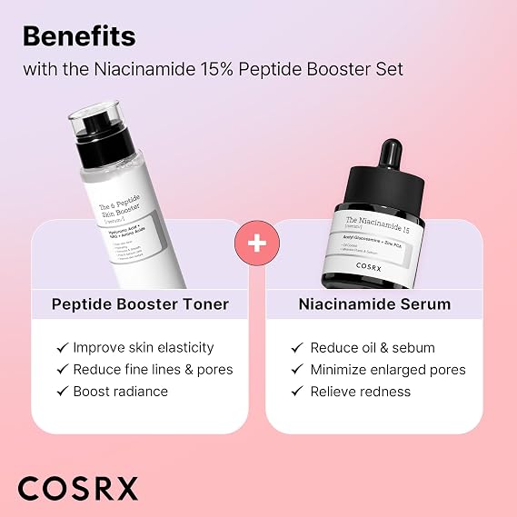 COSRX Niacinamide 15%, Peptide Booster Serum Set, Pore Care & Hydration