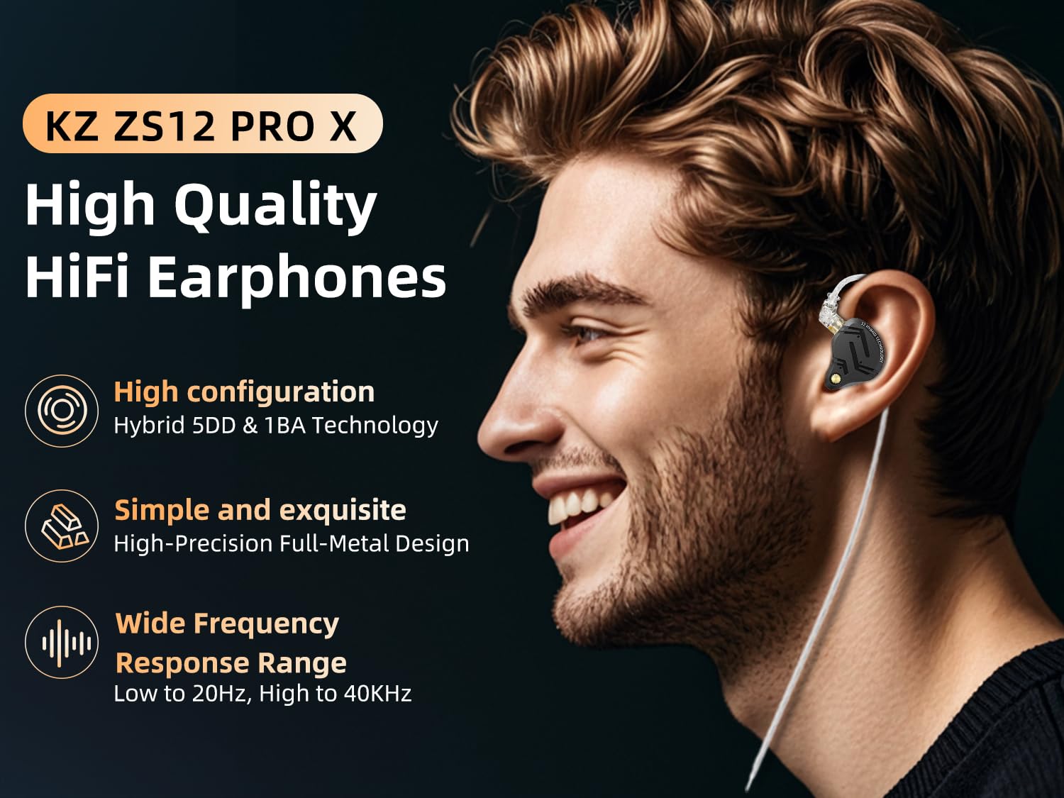 Yinyoo KZ ZS12 PRO X Kopfhörer mit Mikrofon,4 Optionen Tuning Kabelgebundener IEM,1DD 5BA Kabelgebundene In Ear Kopfhörer mit Vollmetallabdeckung,Stereo-Tiefbass ohrhörer mit 2-poligem Kabel
