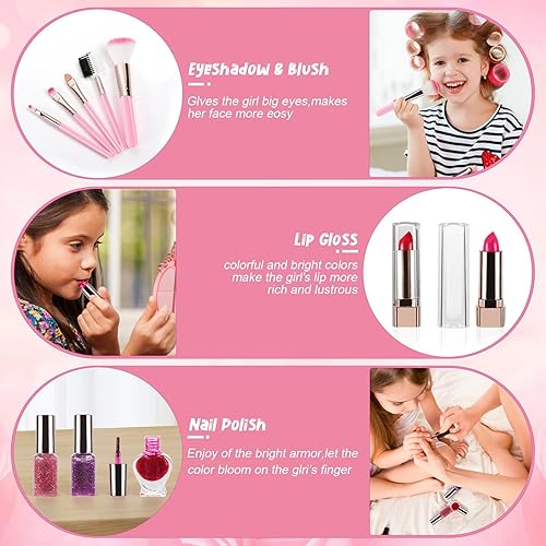 Miniatura 6 de Kit de maquillaje para niños, juegos de maquillaje para niñas de 5 a 8 años, lavables y cosméticos, juego de maquillaje real, tocadores de