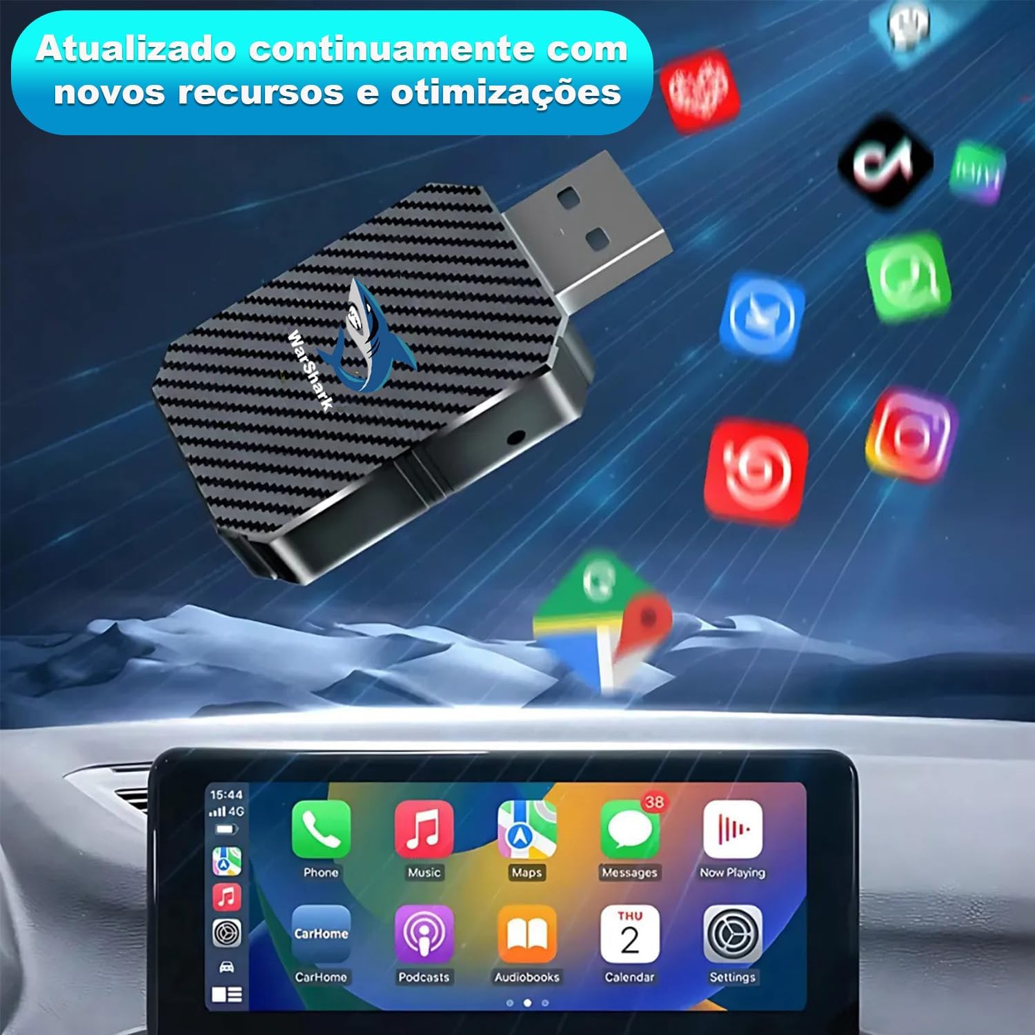 Adaptador automotivo 2 em 1 sem fio CarPlay Android Mini USB Dongle, Plug & Play, converte CarPlay original com fio para carro sem fio, para carros 2016-2024 com CarPlay com fio de fábrica | Android Adaptador automotivo 2 em 1 sem fio CarPlay Android Mini USB Dongle, Plug & Play, converte CarPlay original com fio para carro sem fio, para carros 2016-2024 com CarPlay com fio de fábrica | Android