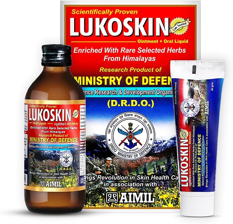 AIMIL Lukoskin Ointment & Liquid Combo - 40gm + 100ml | For Skin Health & Wellness with Bakuchi (Babchi) | Helps improves Skin Tinge