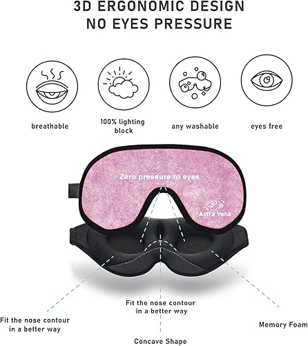 Miniatura 2 de Antifaz para dormir para niños con bloqueo de luz, máscara de ojos contorneada 3D de espuma viscoelástica, cubierta de ojos y máscara de sueño de