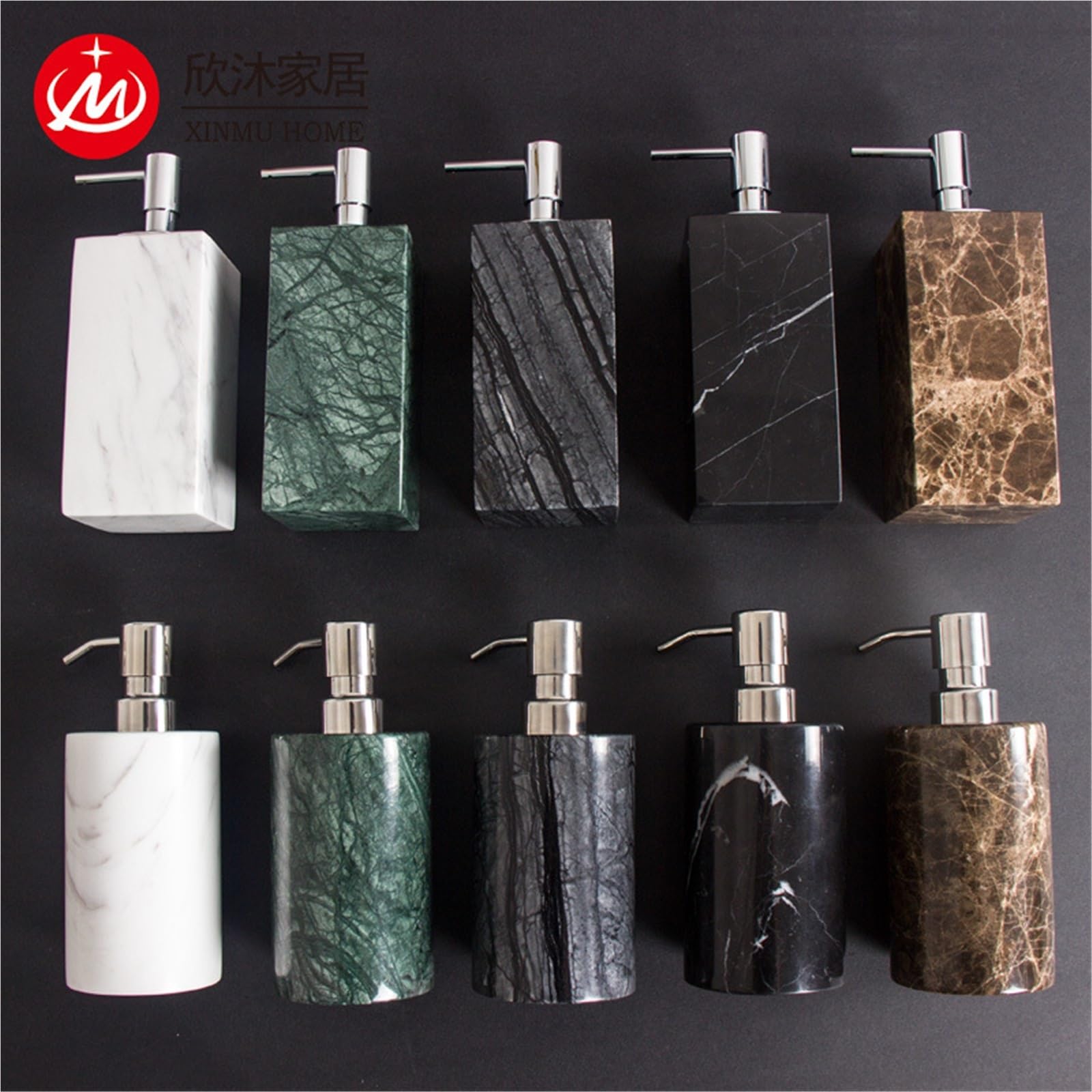 Pompa Soap Dispenser Natural Marble Hand-Polished Pump Bottle Modern Rustic Kitchen Liquid Accessori indispensabili per il bagno(A)