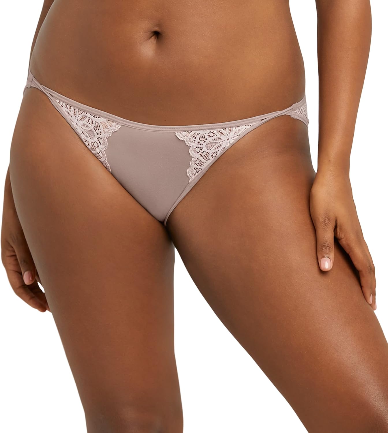 Maidenform Women's M String Bikini Panties with Lace Accents, Bikini Underwear for Women, 3-Pack - Image 2