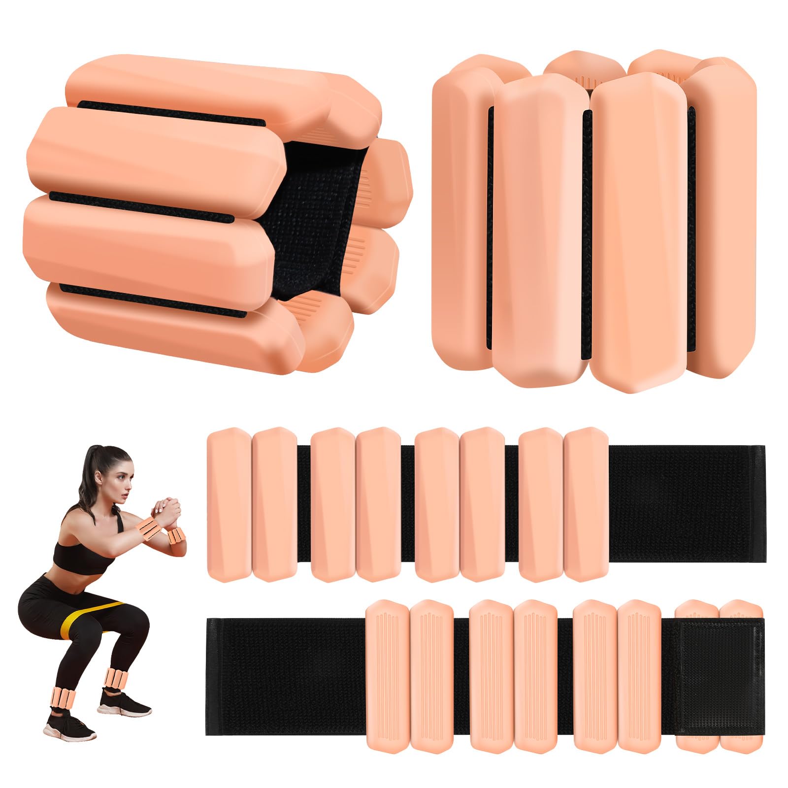 Wrist Weights Set of 2(1Lbs Each), Adjustable Wrist and Ankle Weights for Women and Men, Wearable Arm & Leg Weights Set for Walking, Yoga, Swimming, Cardio, Aerobics, Gym (Pink)