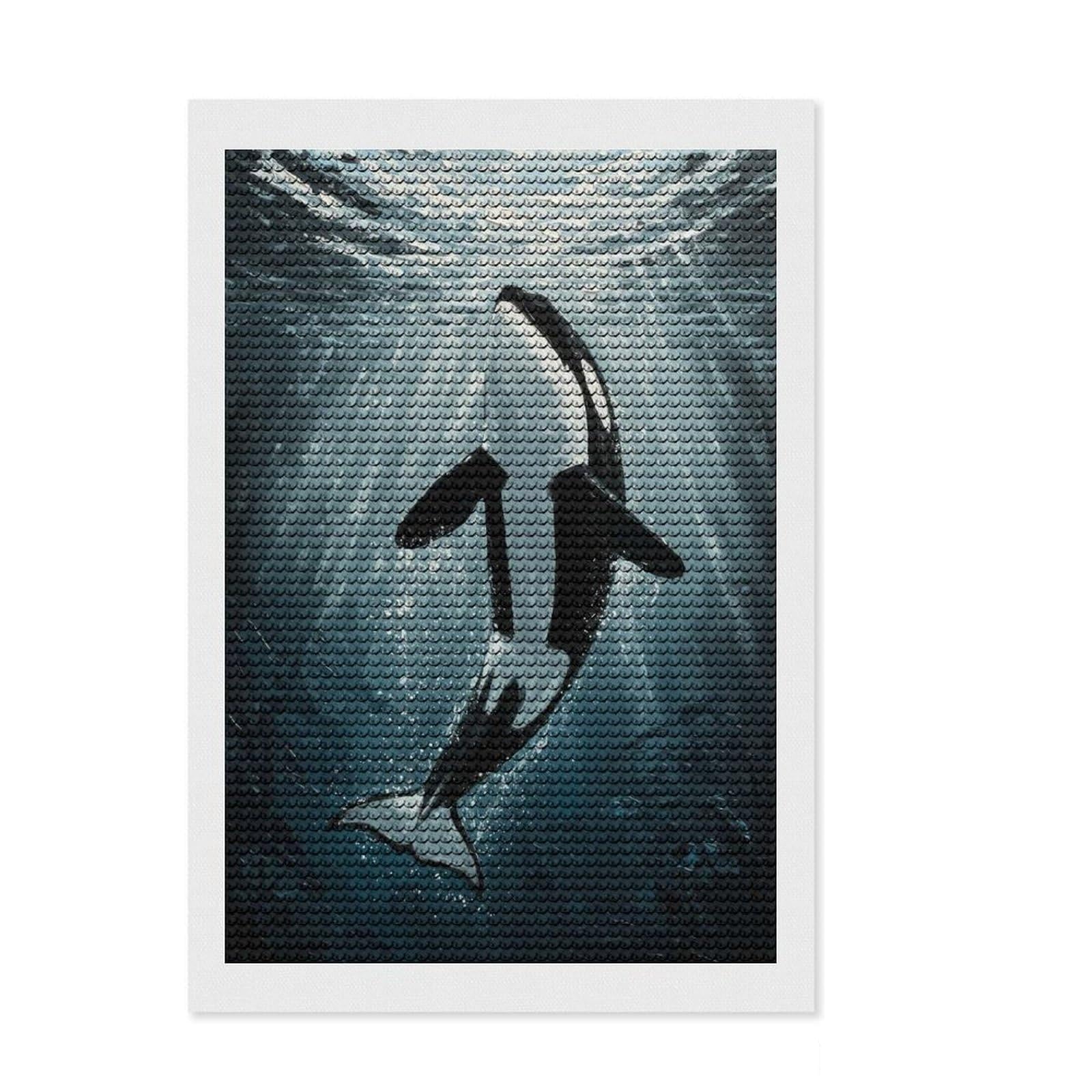 Junmoney Orca Underwater Painting Diamond Painting Set 8"x12", with Tool Kit, Office Decor, Creative Hobby, Fun Craft Activity, Winter Craft