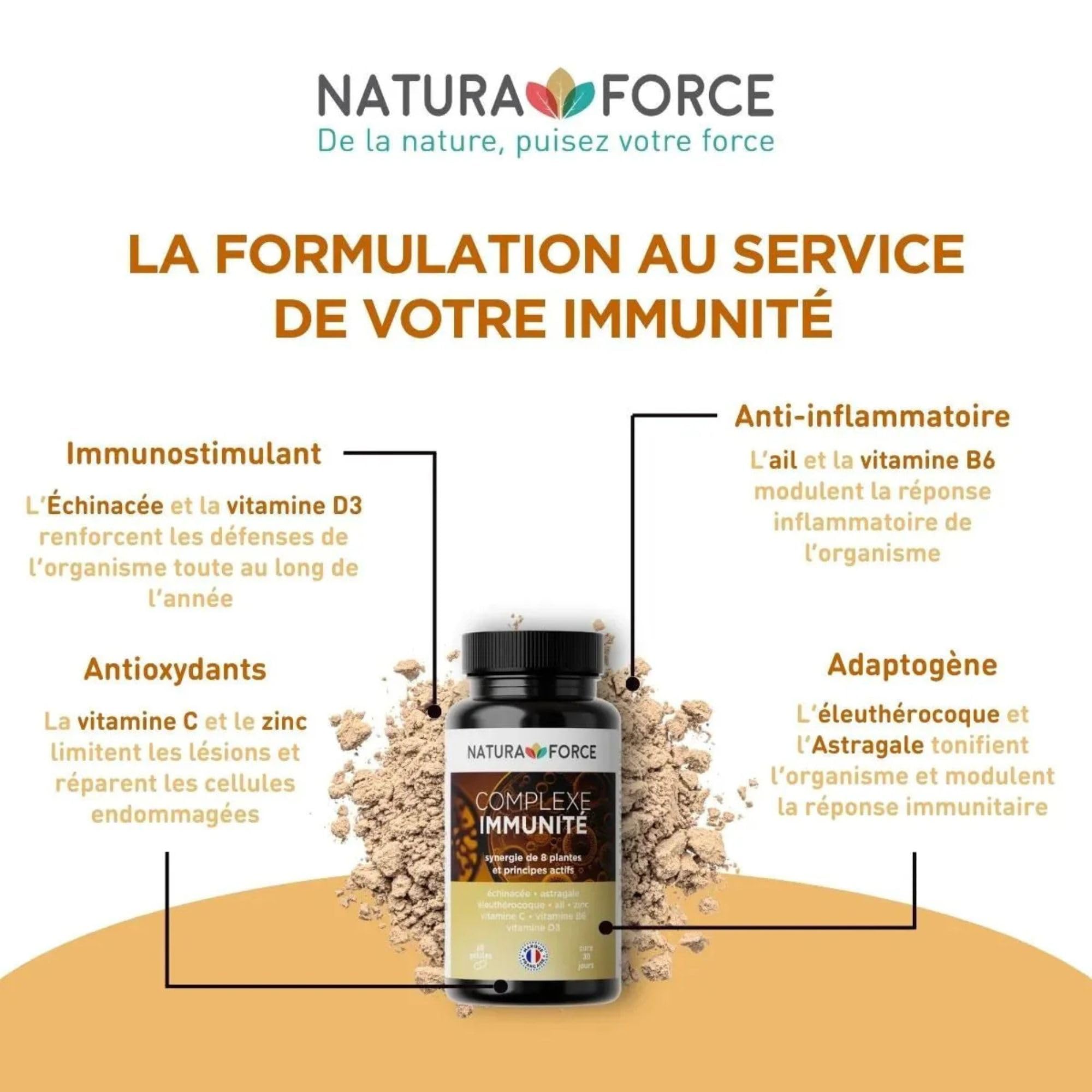 Complexe Immunité - Synergie de plantes adaptogènes_Défenses naturelles de l'organisme_Augmente les niveaux d'énergie et aide à réduire la fatigue_Boîte de 60 capsules, paquet de 1