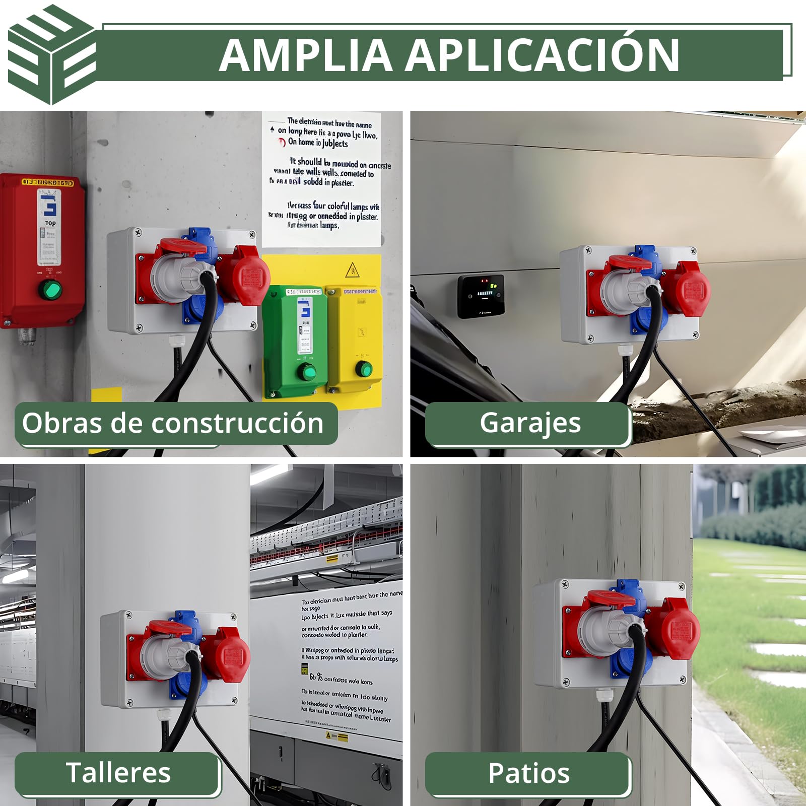 EYPINS Distribuidor de Corriente para Construcción, Distribuidor de Pared 2x 230V Enchufes Schuko+2x Enchufe CEE 16A,IP66/IP54 Impermeable,Carcasa de PC Ignífugo para Talleres Fábricas Autocaravanas