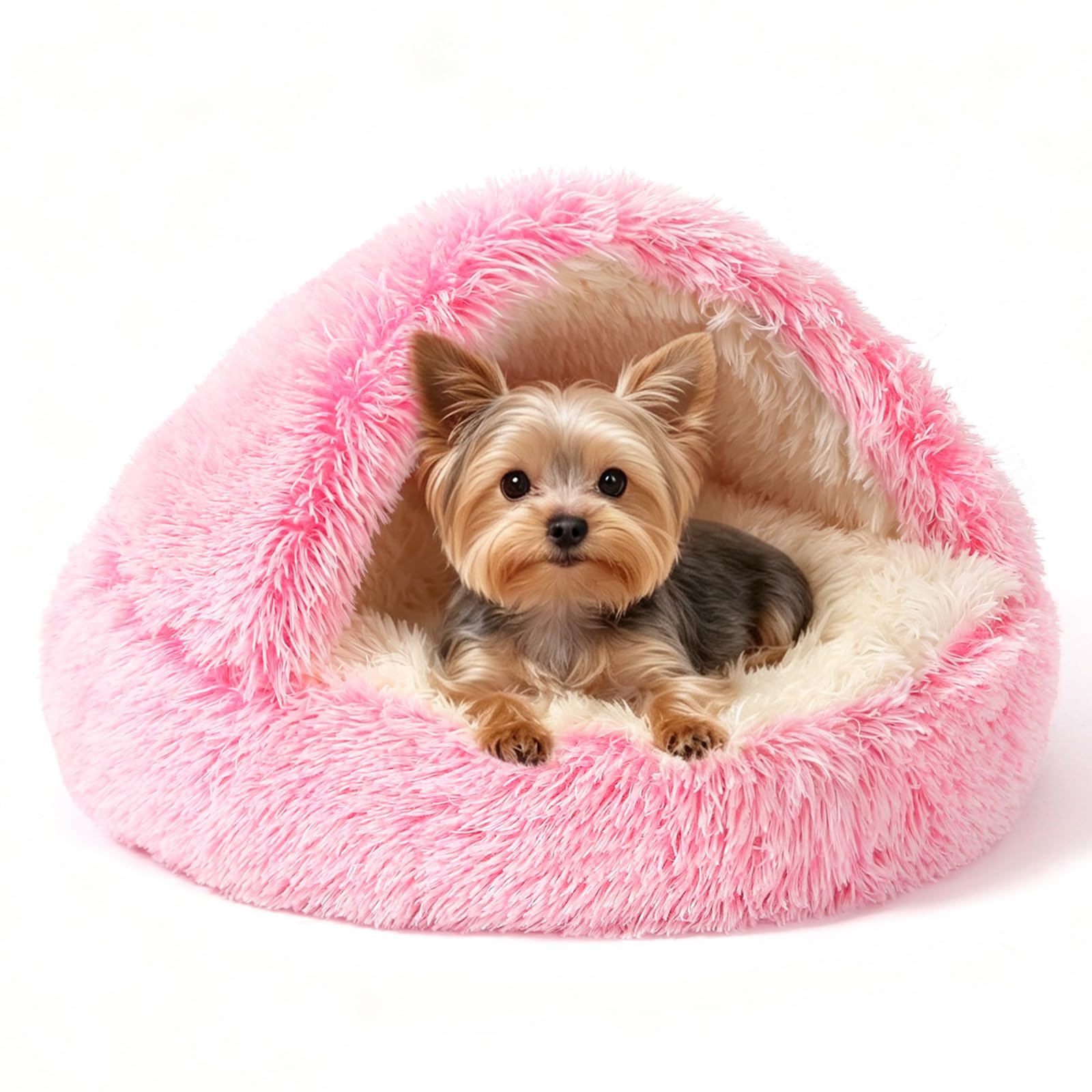 NOYAL Hooded Donut Bed, Calming Cave for Cats &amp; Small Dogs