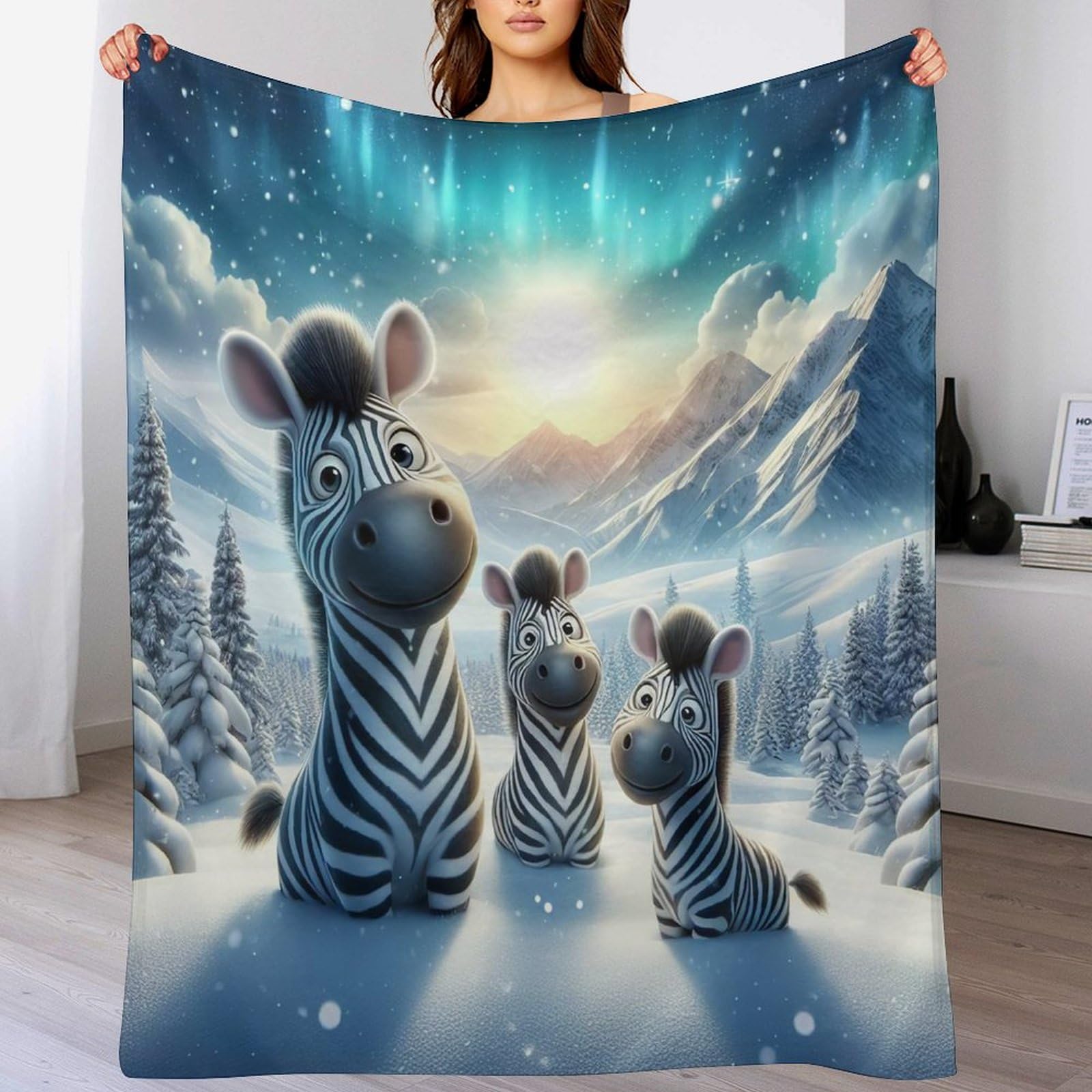 Couverture zèbre en polaire de flannel 150x200cm pour lit et canapé