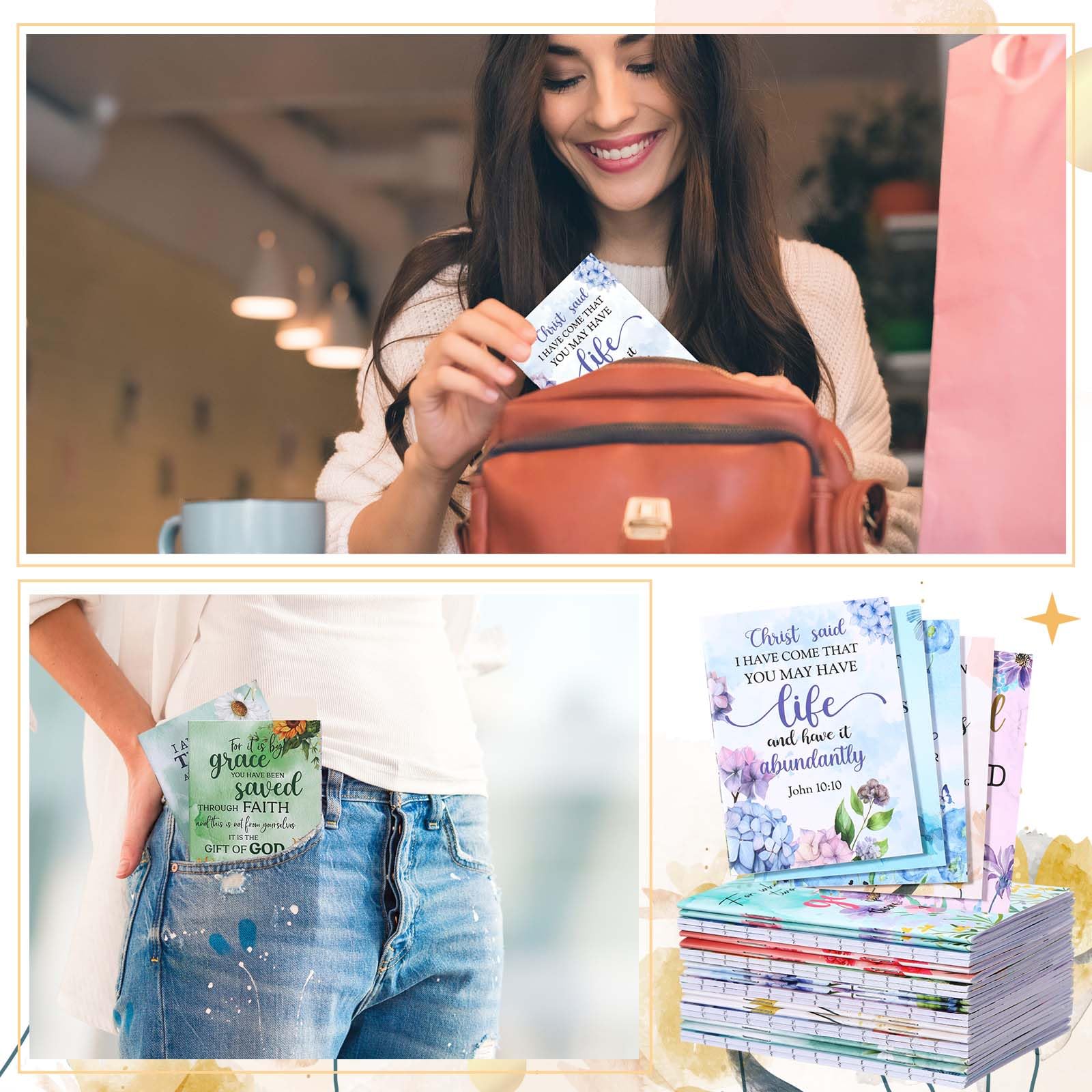 Kinlop Christliche Großpackung Geschenke für Frauen, Gebetstagebuch, kleiner Bibelvers, Notizbuch, religiöse, inspirierende Schrift, Zitate, Taschennotizblöcke für Weihnachten, Sonntag, Schule, Kirche