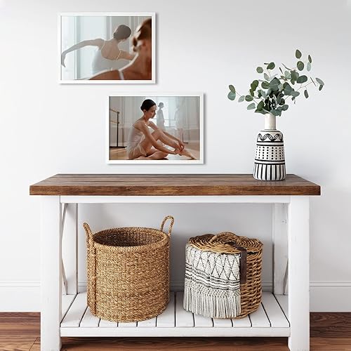 Vista 101 de KINLINK Juego de 2 portarretratos de 6 x 8 pulgadas, marco de fotos de madera mate de 4 x 6 pulgadas con plexiglás para 4 x 6 con paspartú o 6 x 8