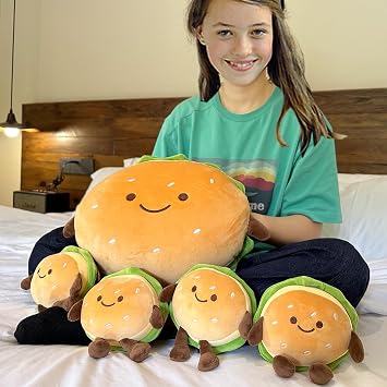 Goylmc Hamburger Plush Toy - Hamburger Stuffed Toys - Cute Food Plush Pillow - Room Decor Holiday Birthday for Kids Boys Girls (6)