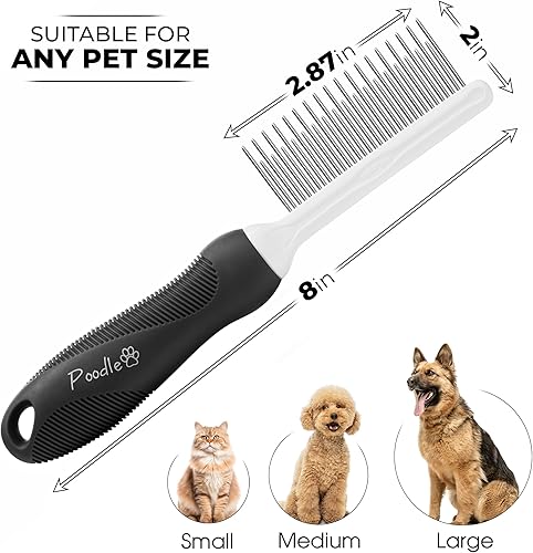 Miniatura 36 de Poodle - Cepillo de peine para rastrillo de piel desnatante para perros y gatos, cuchillas de seguridad de acero largas de 2.5 pulgadas, peine