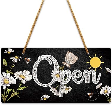 Open Closed Signs for Business Reversible Double Sided Business Hours Sign Business Open and Closed Sign for Cafe Bar Retail Store Supplies Shop Bar Hotel Door Window 10x5 Inches PVC Hanging Plaque