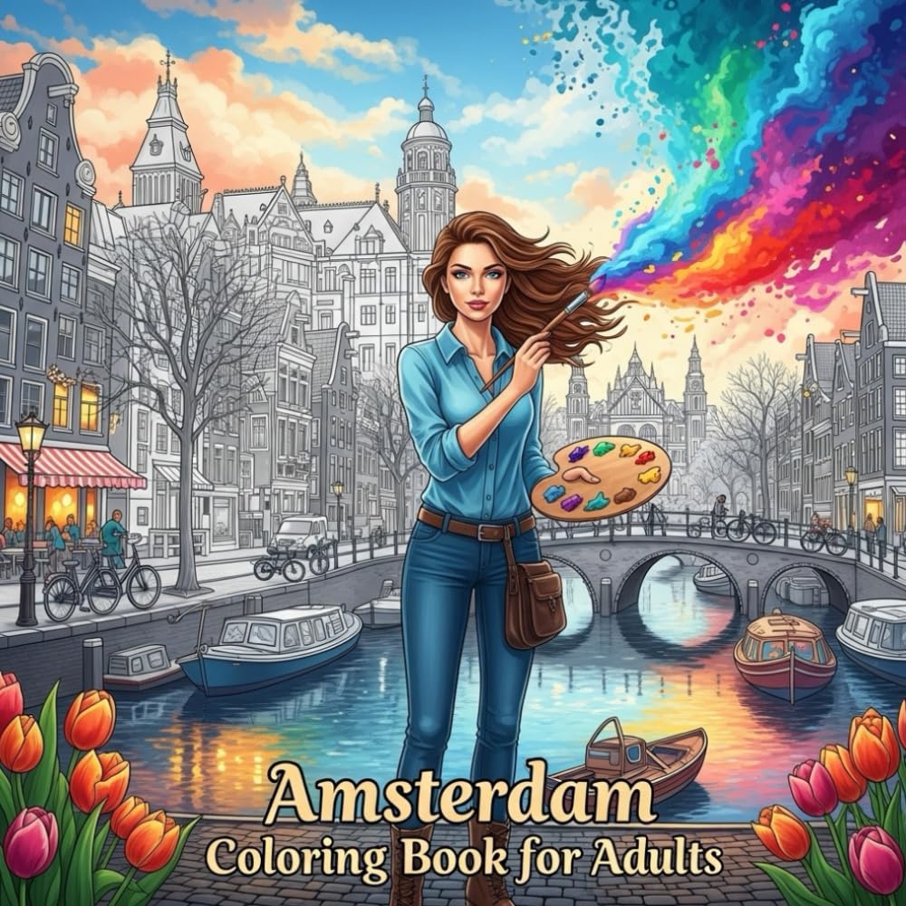 Amsterdam Coloring Book for Adults: From the Heart of Netherlands Bold and Easy Pages Simple Designs for Travel and Relaxation for Adults, Teens, ... Stress (Coloring series of European capitals)