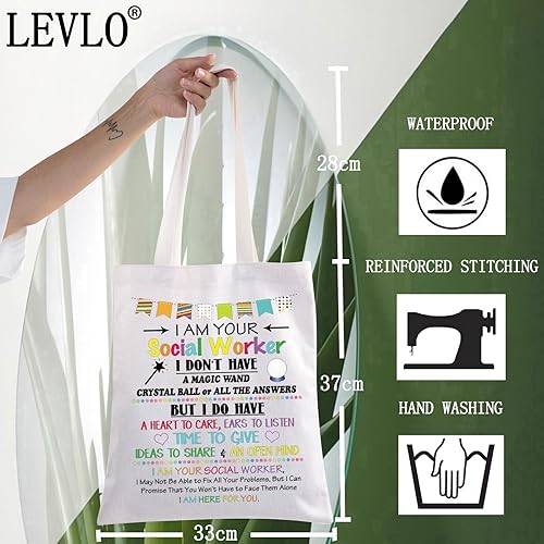 Miniatura 4 de LEVLO Trabajador Social Lona Tote Bag Apreciación Regalo Para Trabajadores Sociales Empleado Voluntario Bolsa de Compras