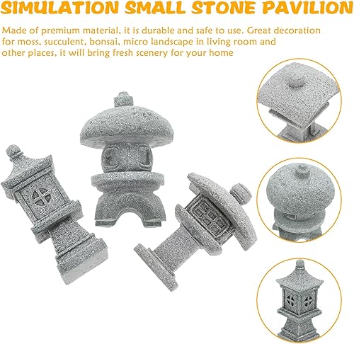 Miniatura 7 de Kisangel 3 piezas Mini Pagoda Adornos Pagoda Jardín Estatua Pequeña Pagoda China Pabellón Estatua para Acuario Zen Decoración Paisaje