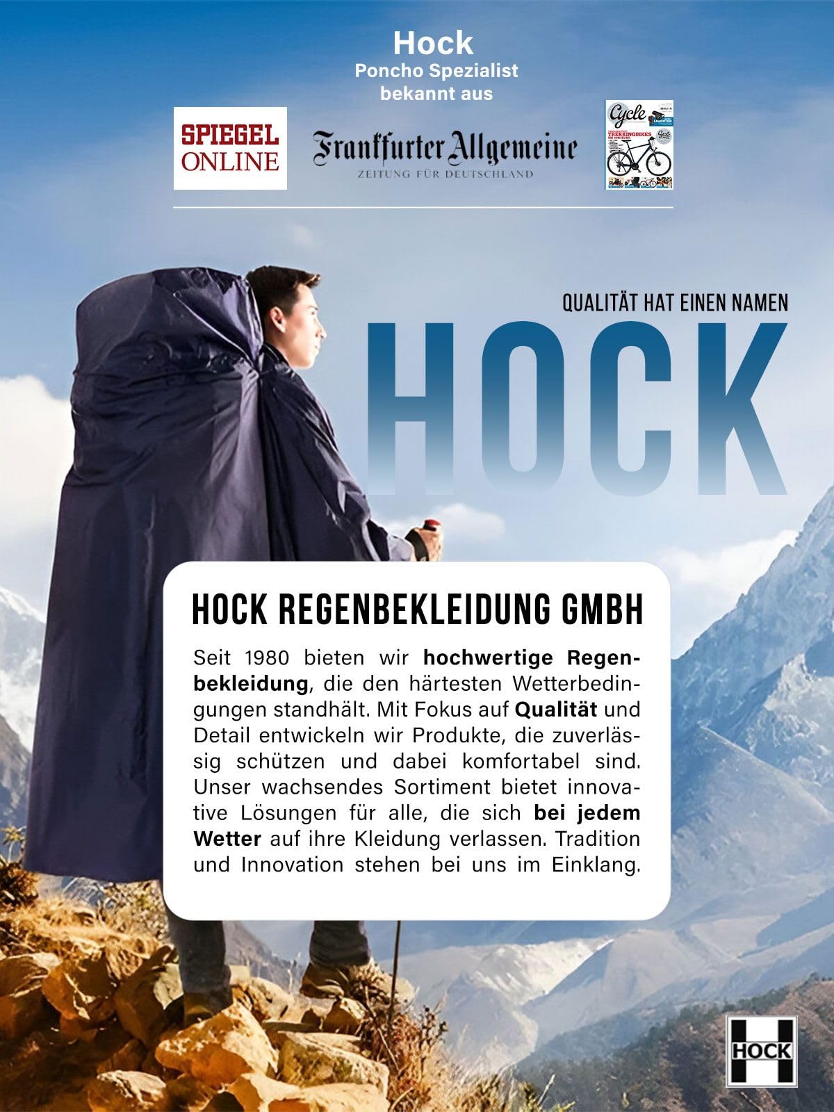 HOCK Unisex Regenhose Fahrrad inkl. ausfaltbarem Schuhschutz - Hochwertige Regenbekleidung mit Reflektor-Streifen - 100% wasserdichte Hose für Herren und Damen