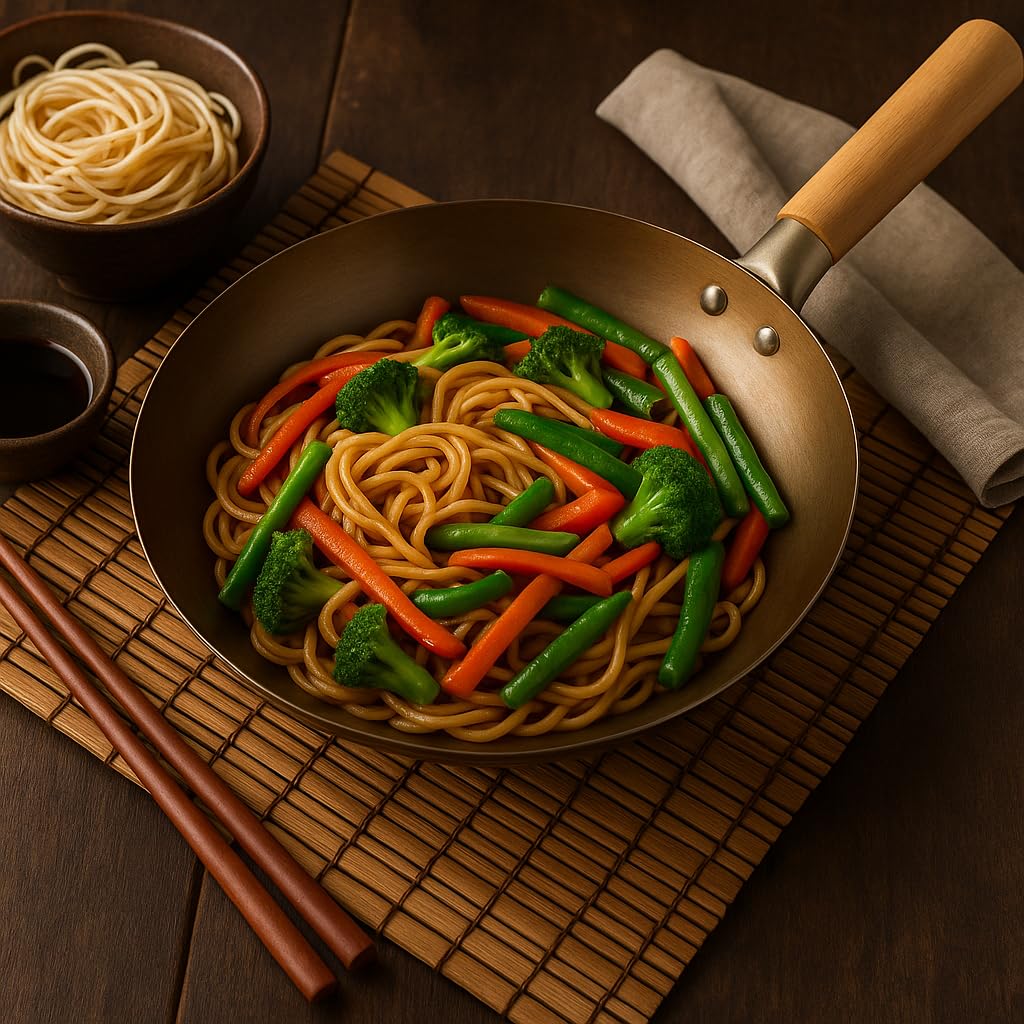 Wok para barbacoa de 30 cm, de acero resistente, para verduras, pescado y carne, Wok para una perfecta circulación del calor, ideal para barbacoa de gas y carbón