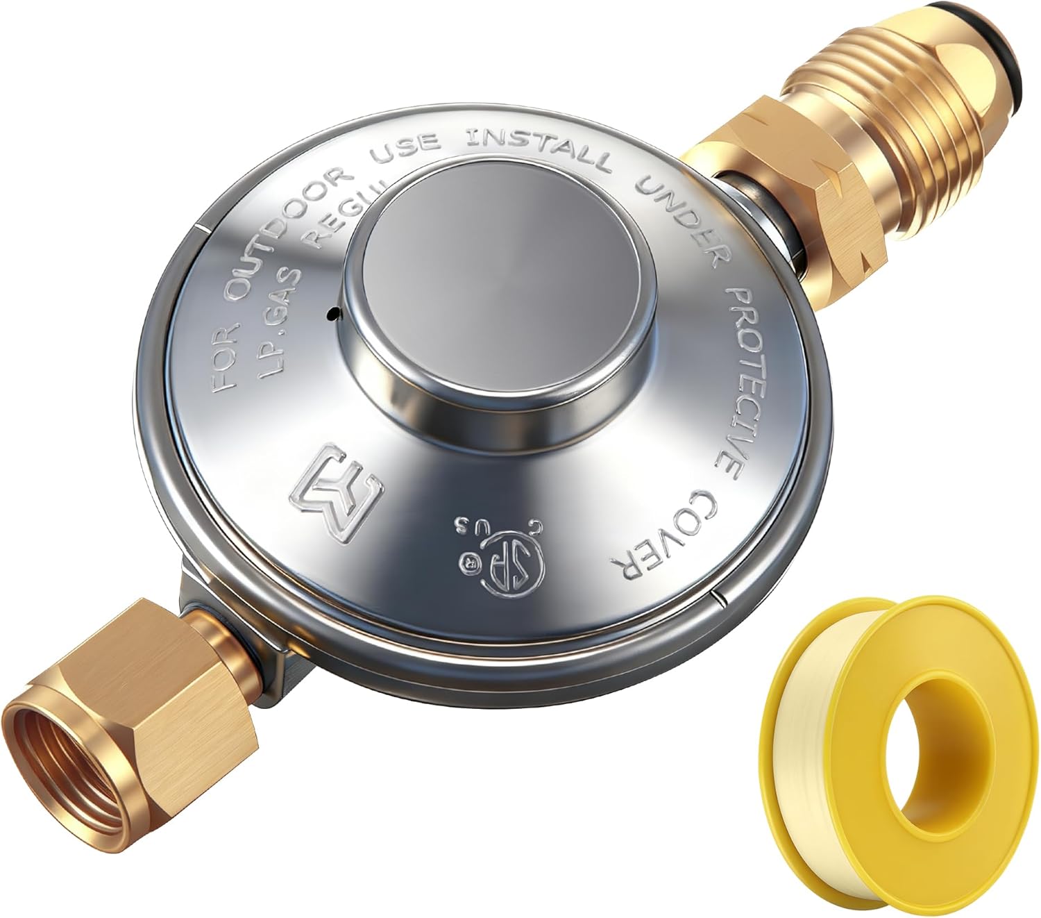 HooLing Propane Low Pressure Regulator 11" W. C with 3/8" Female Pipe Thread and Restricted Flow Soft Nose POL, Suitable for Camp Stove BBQ Grills Patio Heater Low Pressure Appliances - Image 1 of 7