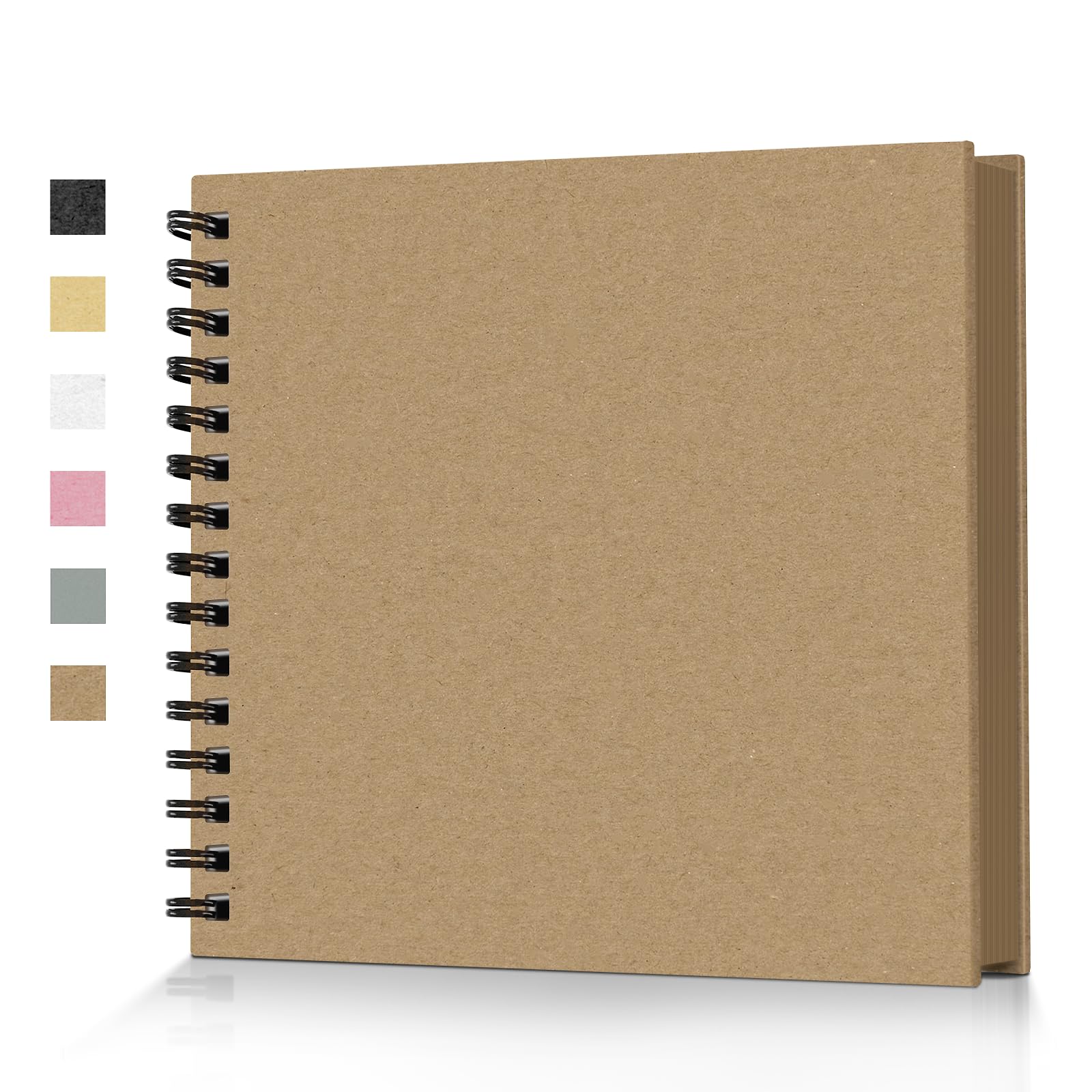Popotop 8x8 Inch Scrapbook Photo Album, 60 Page Thick Kraft Cardstock Book for 4x6 Pictures, DIY Memory Photo Albums as Gifts for Wedding Baby Christmas School Family