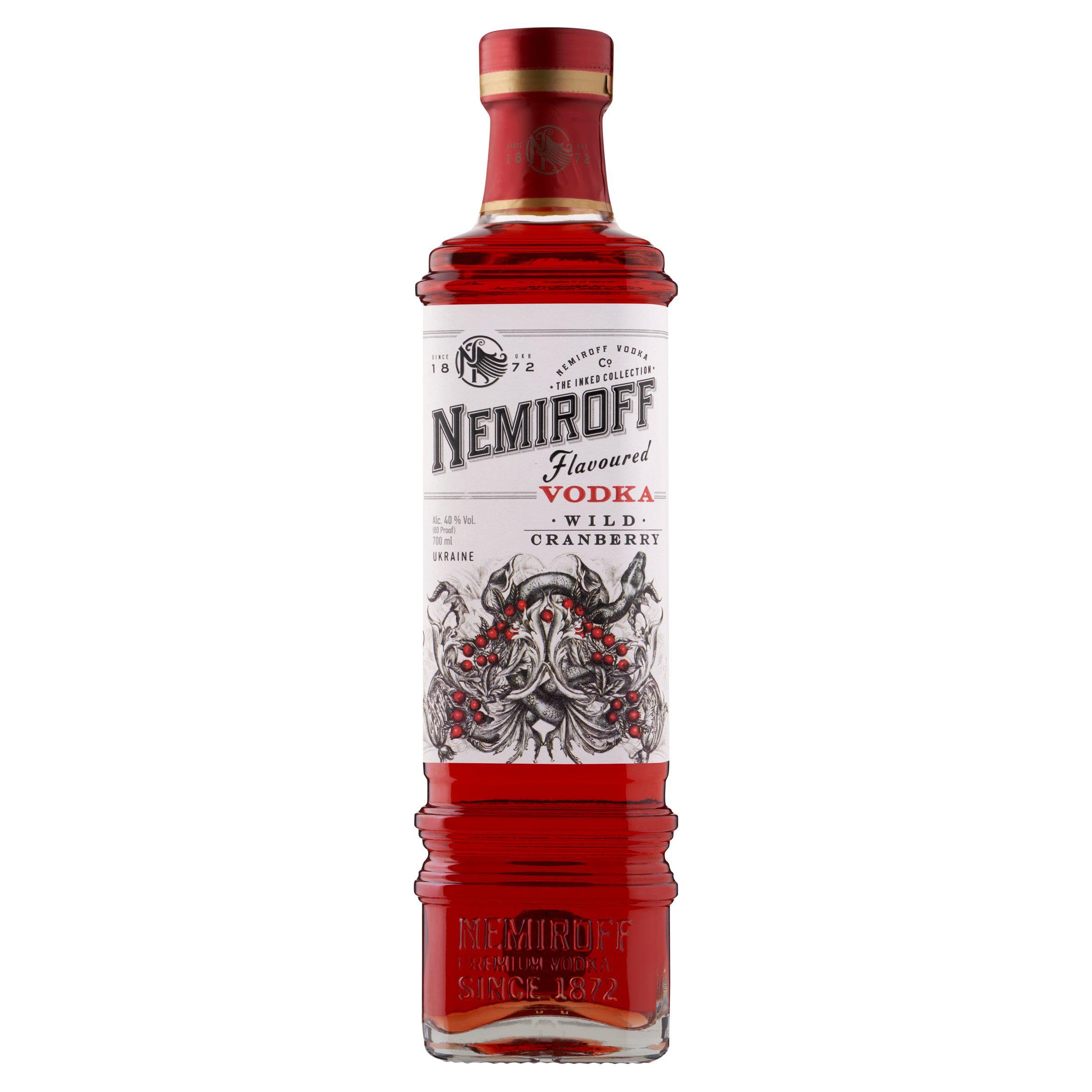 Nemiroff Vodka Collection | 70cl | 40% ABV | Flavoured Vodka | Made from Natural Ingredients and Premium-Class Grain Alcohol (Wild Cranberry)