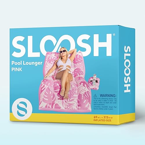 Miniatura 7 de SLOOSH Flotadores inflables de piscina para adultos, silla de piscina de comodidad extrema con soporte para tazas desmontable, tumbona resistente,