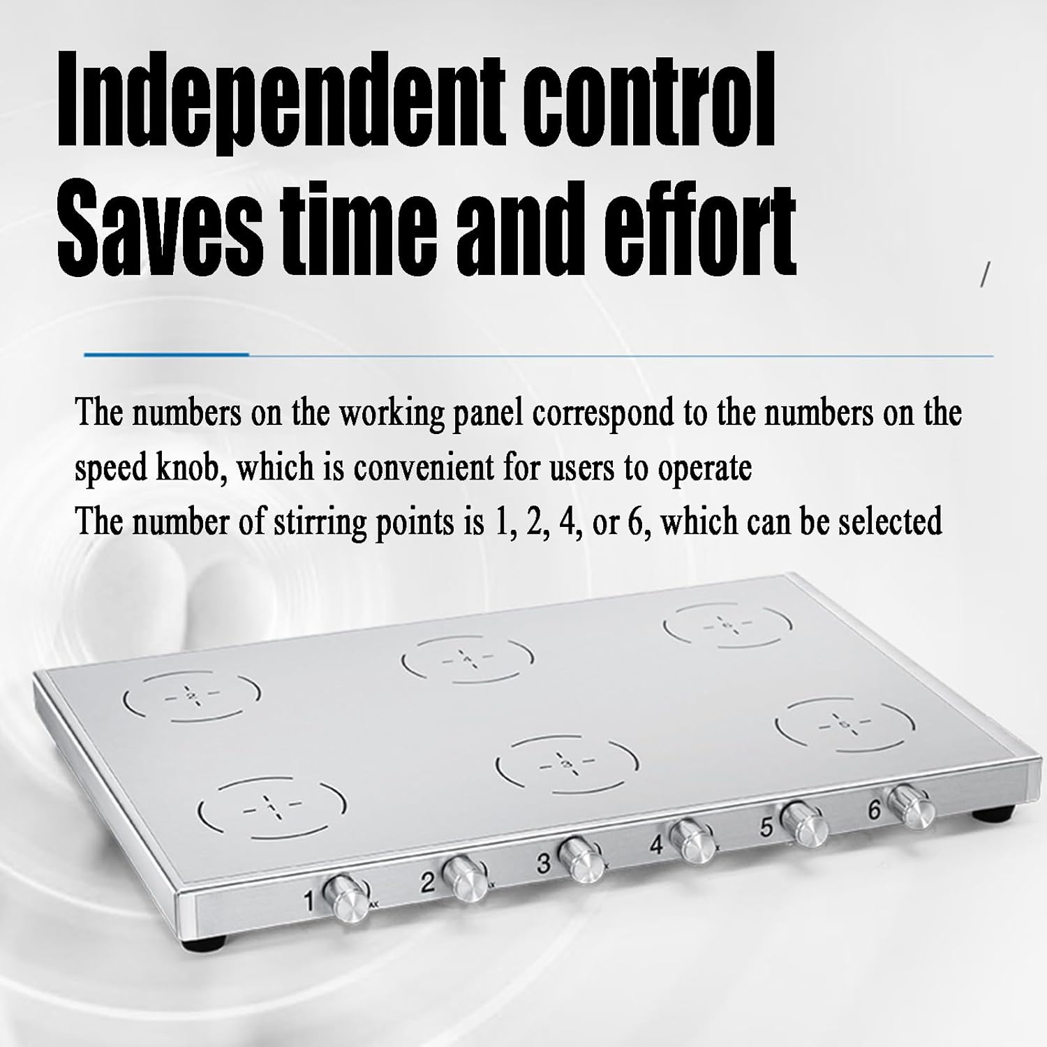 Lab Magnetic Mixer, Multi-Position Magnetic Stirrer, Asynchronous Control, 200-2000 RPM Stepless Speed Regulation, Stainless Steel Ultra-Thin, for Laboratory