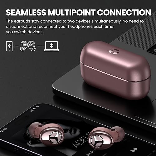 Miniatura 3 de TRANYA Auriculares inalámbricos T6 con audio adaptativo Qualcomm AptX, auriculares Bluetooth CVC 8.0 con reducción de ruido, conexión multipunto,