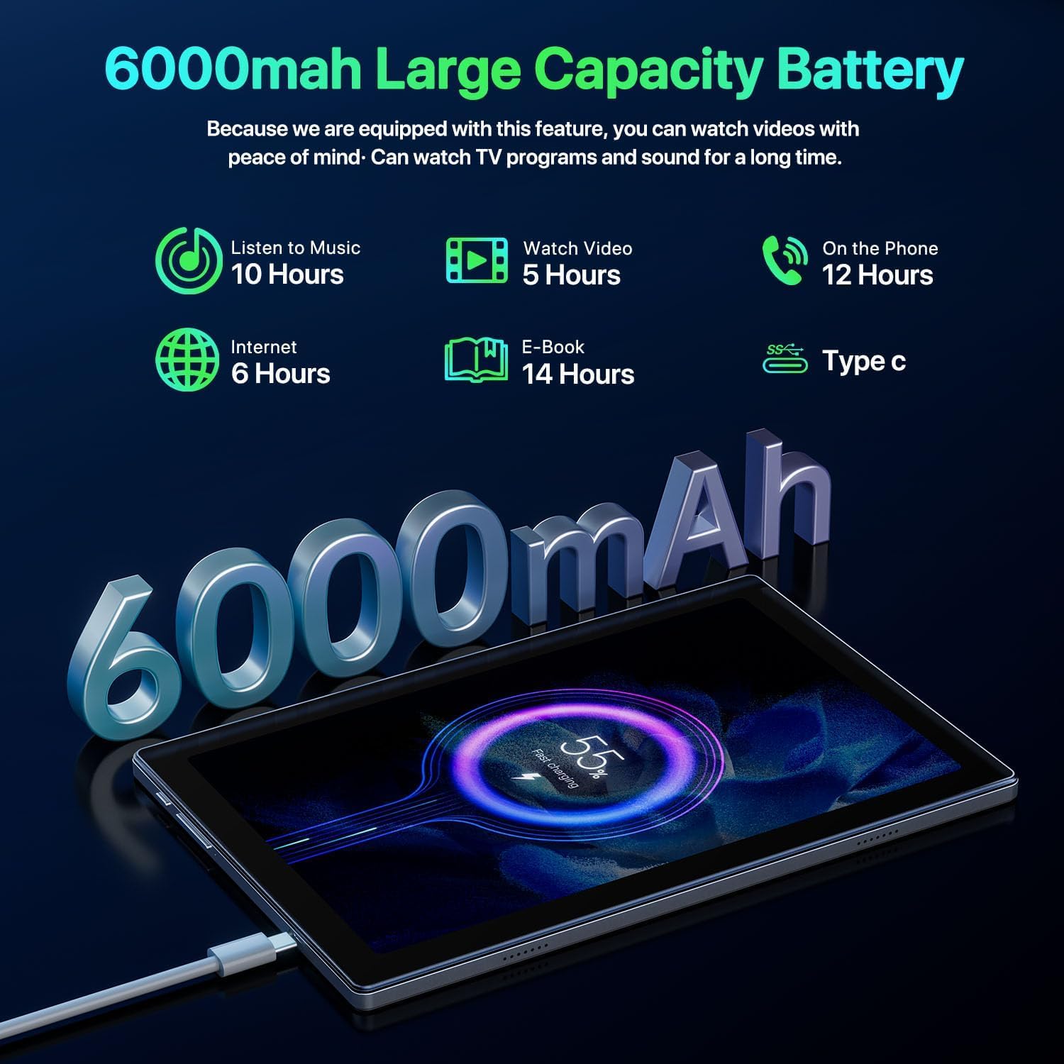 2026 Android Tablet with Gemini AI, 12GB+64GB+1TB Expand, 10.2inch Tablet,Octa-core CPU, Dual Camera, WiFi6, 6000mAh Battery2026,Widevine L1, Split Screen, Family & Work (Gray)
