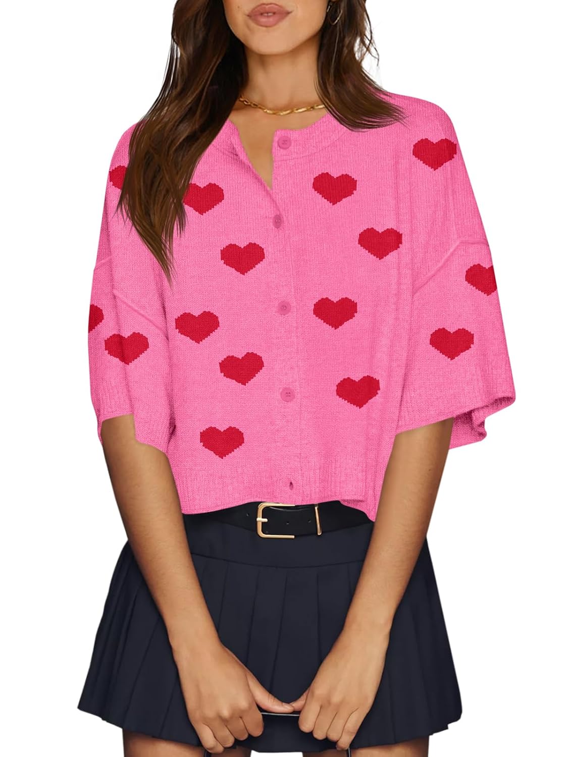 Cicy Bell Womens Half Sleeve Cardigan Sweaters Cropped Button Down Tops Oversized Lightweight Ribbed Knit Summer Outfits