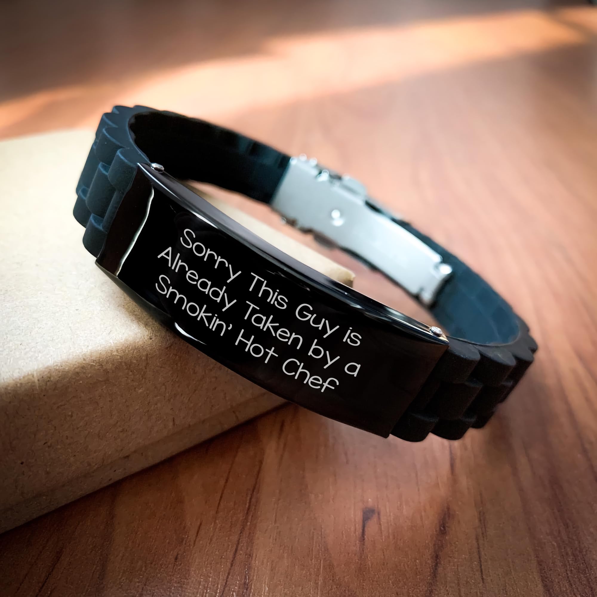 Generic Funny Chef Gifts - Sarcastic Gifts for Chefs - Chef Jewelry - Gifts from Husband or Wife to Chef - Glidelock Clasp Bracelet - Mother's Day Unique Gifts for Chef Mom, Small, Black