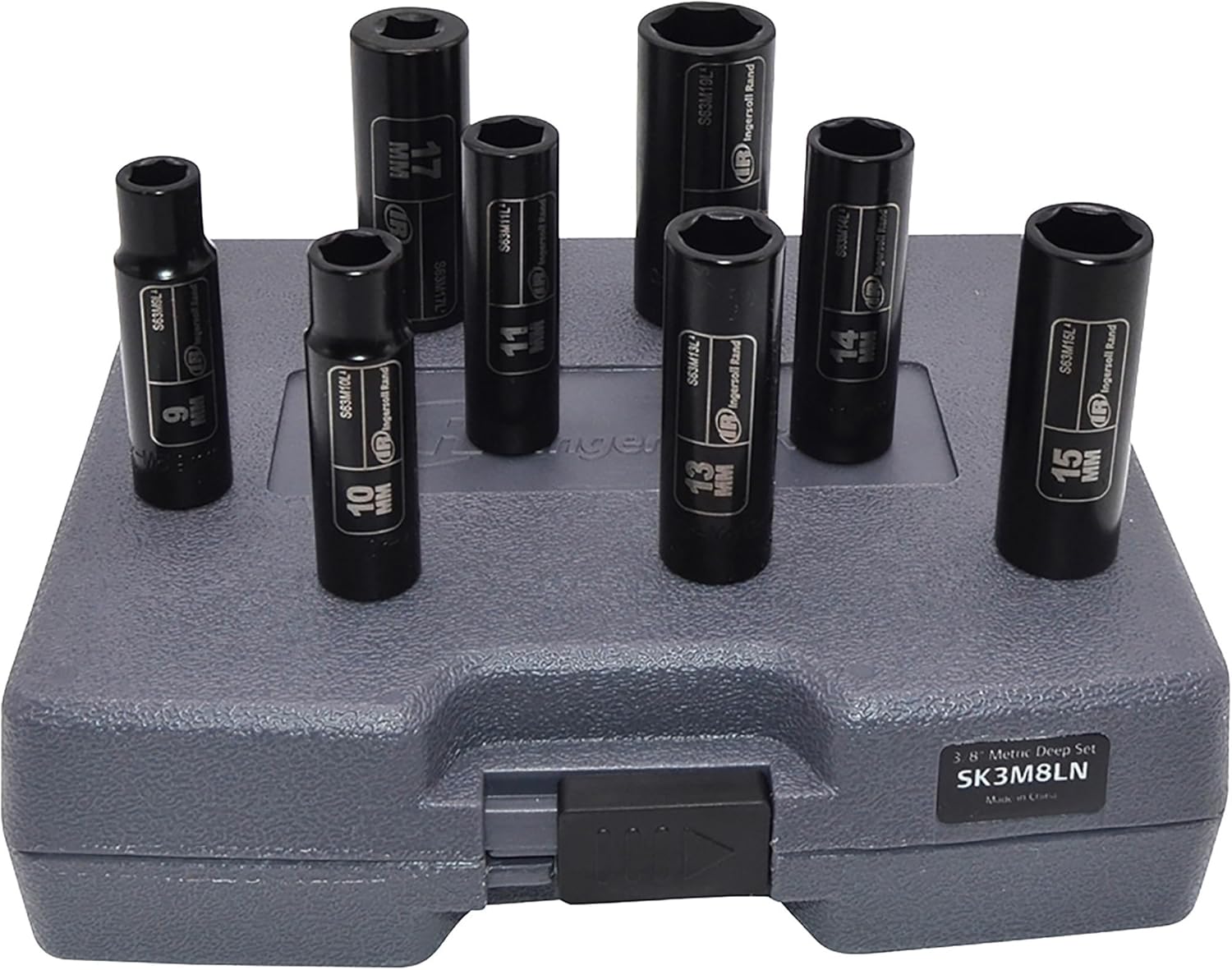 Ingersoll Rand SK3M8L 3/8-Inch Drive 8-Piece Metric Deep Impact Socket Set